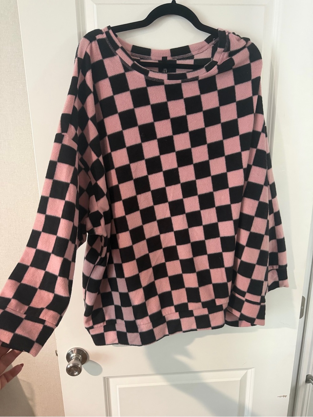 torrid Pink and Black Checkerboard Pullover Sweatshirt